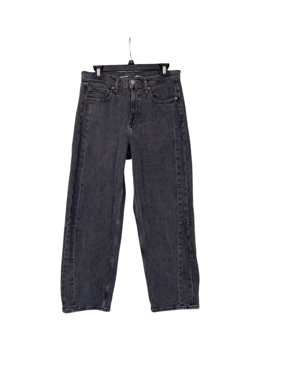🌵Old Navy High Rise Barrel Leg Faded Black Denim Jeans Size 8🌵